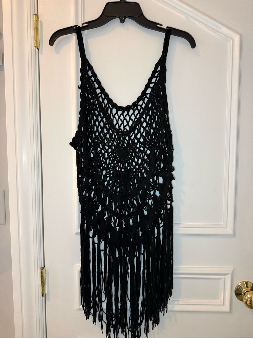 Black Crochet Fringe Swim Cover Up Boho Festival